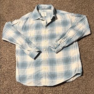 American Eagle Outfitters Light Blue and Cream Plaid Shirt